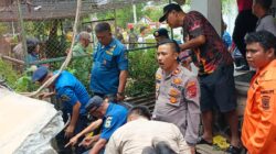 Polsek Siantar Barat Cek TKP dan Evakuasi Pekerja Tertimpa Reruntuhan Bangunan